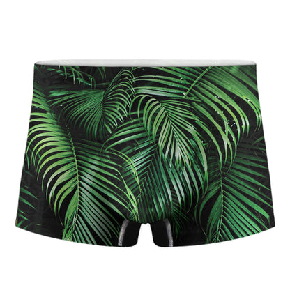 Tropical Palm Leaf Print Men's Boxer Briefs