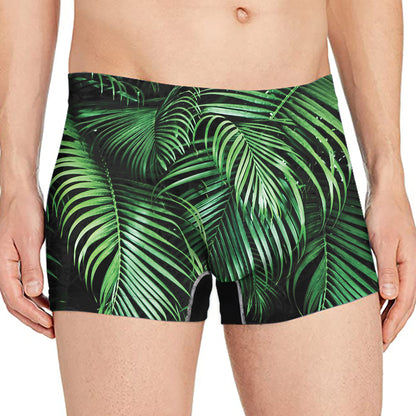 Tropical Palm Leaf Print Men's Boxer Briefs