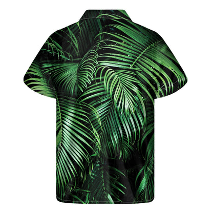 Tropical Palm Leaf Print Men's Short Sleeve Shirt