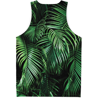 Tropical Palm Leaf Print Men's Tank Top