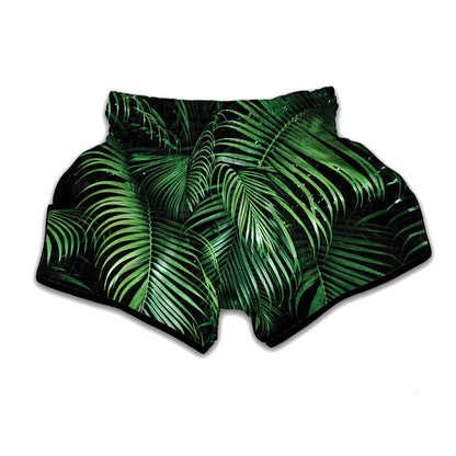 Tropical Palm Leaf Print Muay Thai Boxing Shorts