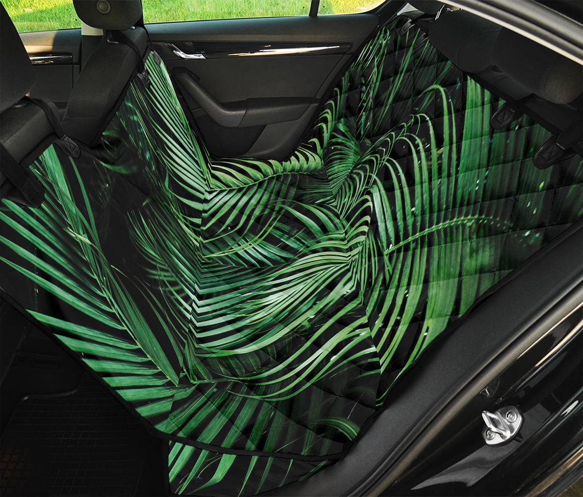 Tropical Palm Leaf Print Pet Car Back Seat Cover