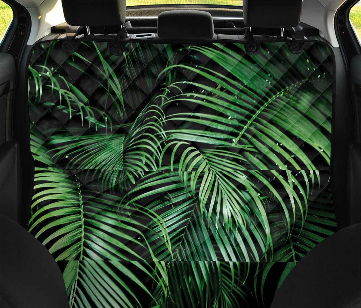Tropical Palm Leaf Print Pet Car Back Seat Cover