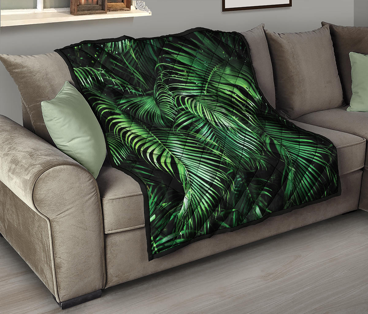 Tropical Palm Leaf Print Quilt