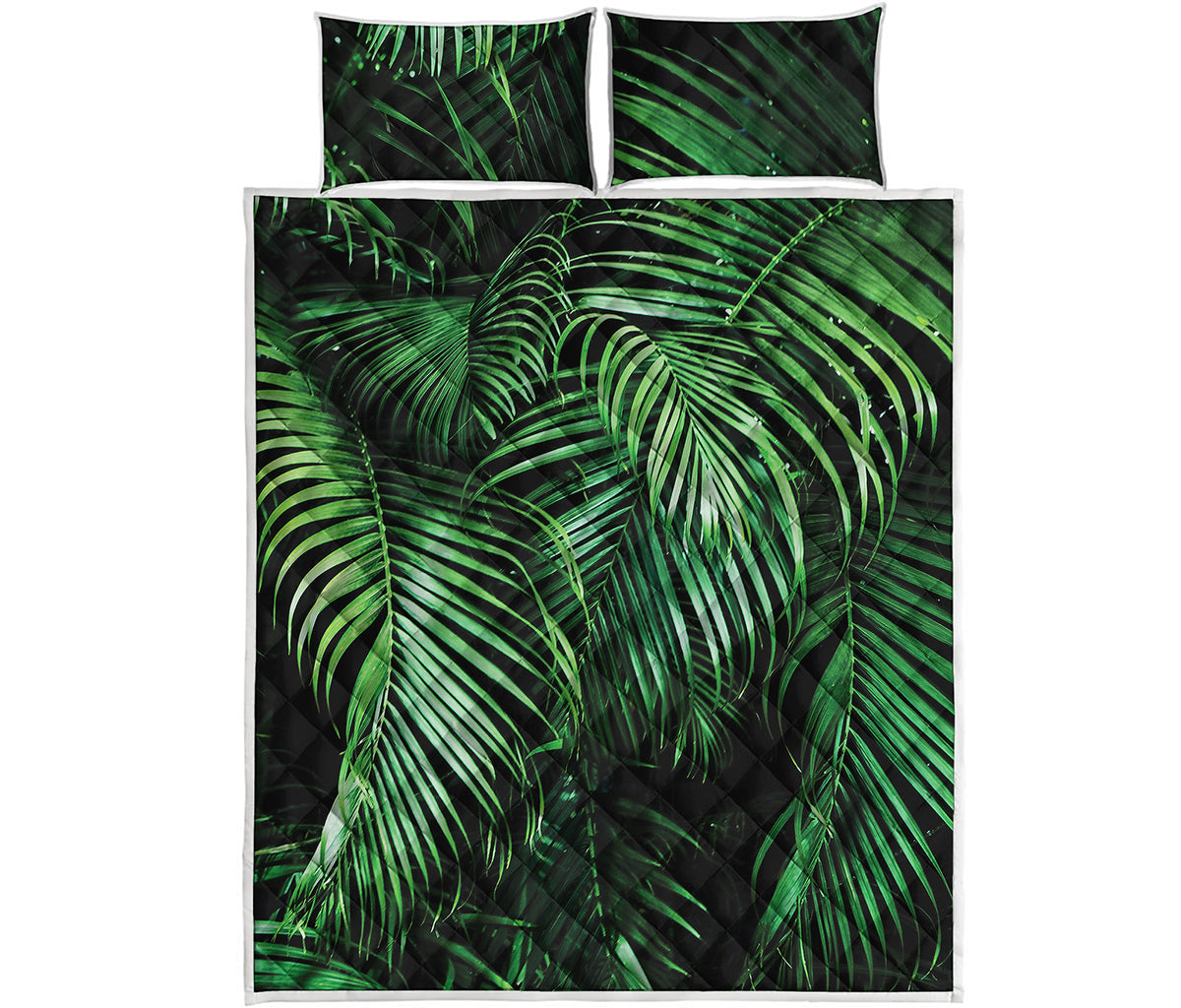 Tropical Palm Leaf Print Quilt Bed Set