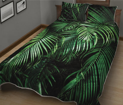 Tropical Palm Leaf Print Quilt Bed Set