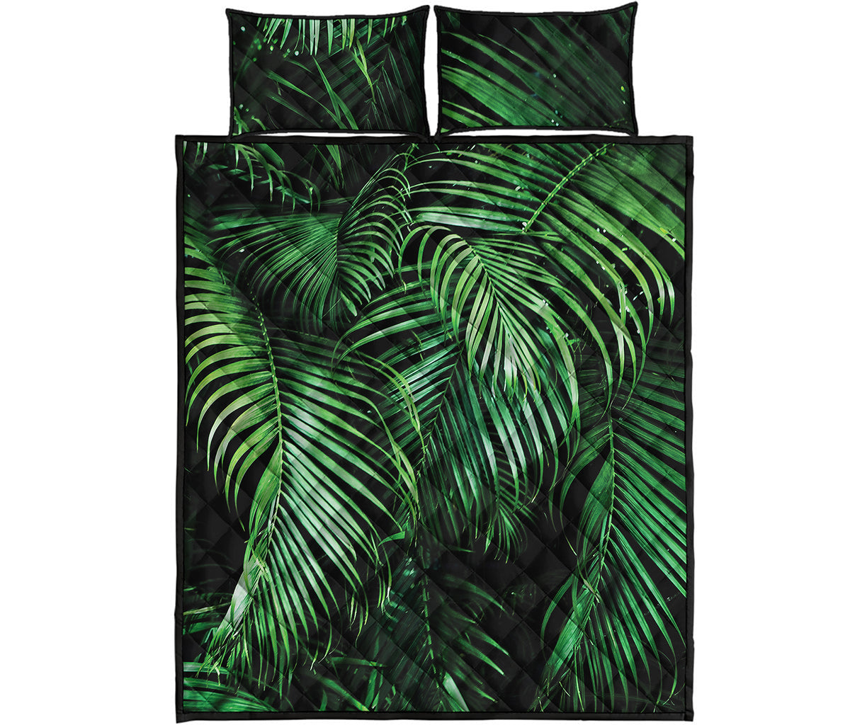 Tropical Palm Leaf Print Quilt Bed Set