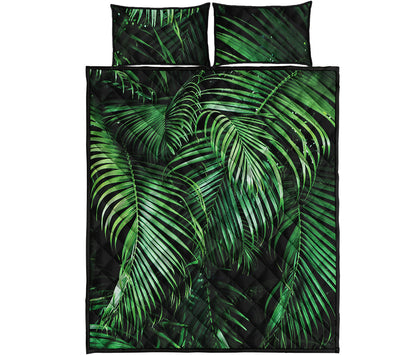Tropical Palm Leaf Print Quilt Bed Set