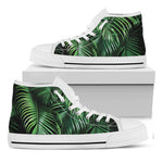 Tropical Palm Leaf Print White High Top Shoes