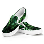 Tropical Palm Leaf Print White Slip On Shoes