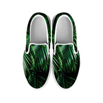 Tropical Palm Leaf Print White Slip On Shoes