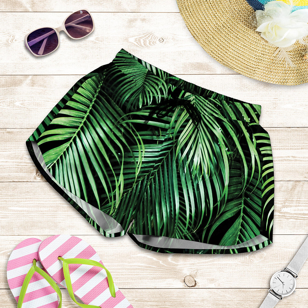 Tropical Palm Leaf Print Women's Shorts