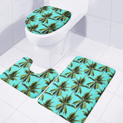 Tropical Palm Tree Pattern Print 3 Piece Bath Mat Set