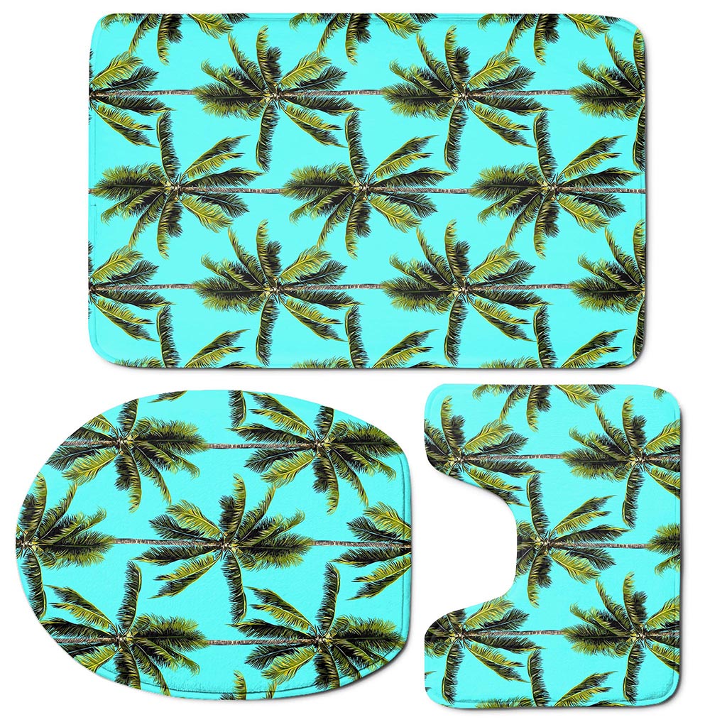 Tropical Palm Tree Pattern Print 3 Piece Bath Mat Set