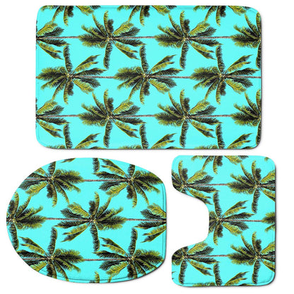 Tropical Palm Tree Pattern Print 3 Piece Bath Mat Set