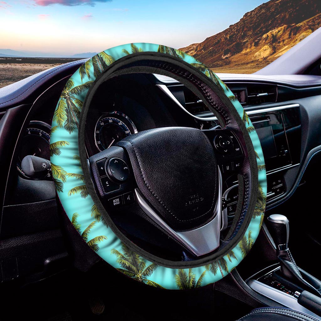 Tropical Palm Tree Pattern Print Car Steering Wheel Cover