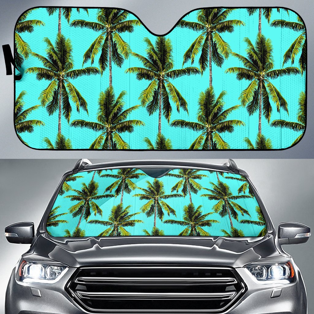 Tropical Palm Tree Pattern Print Car Sun Shade GearFrost