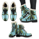 Tropical Palm Tree Pattern Print Comfy Boots GearFrost