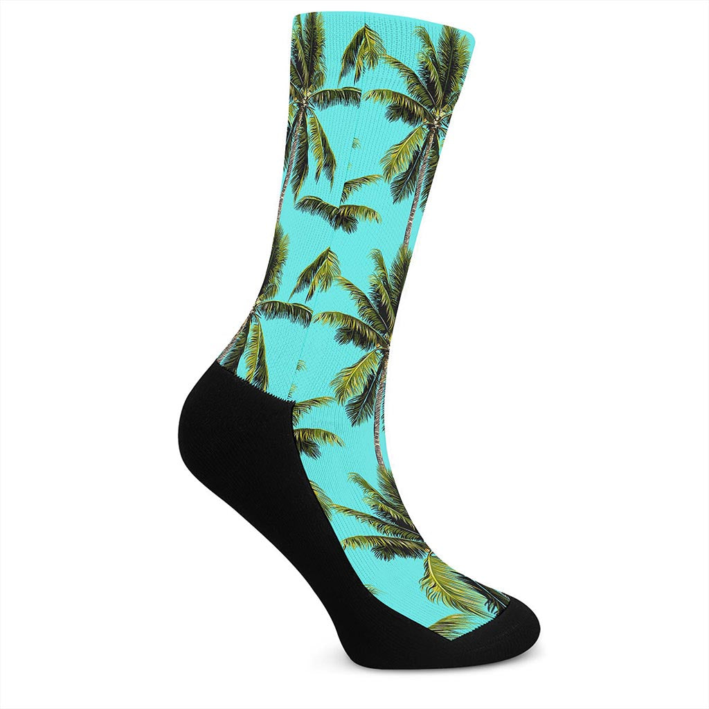 Tropical Palm Tree Pattern Print Crew Socks