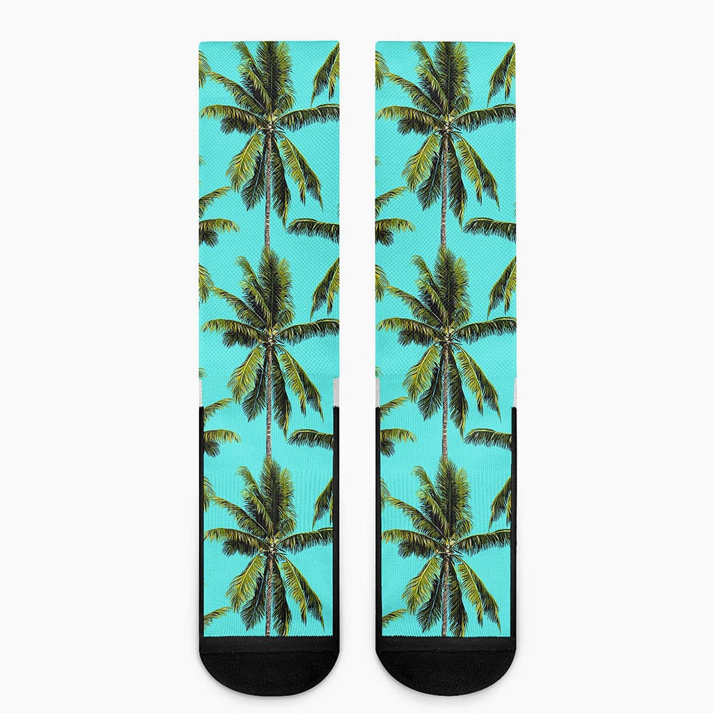 Tropical Palm Tree Pattern Print Crew Socks