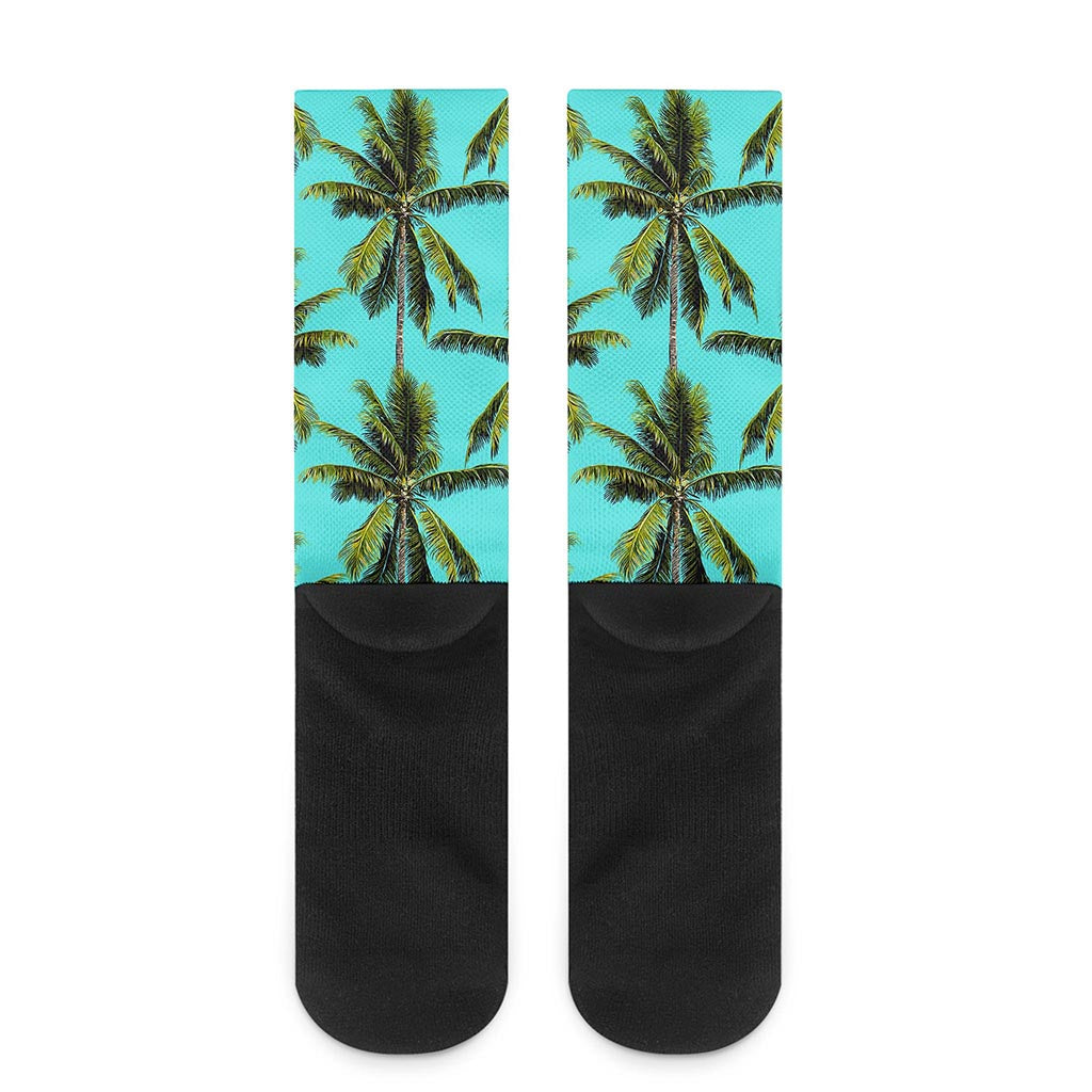 Tropical Palm Tree Pattern Print Crew Socks