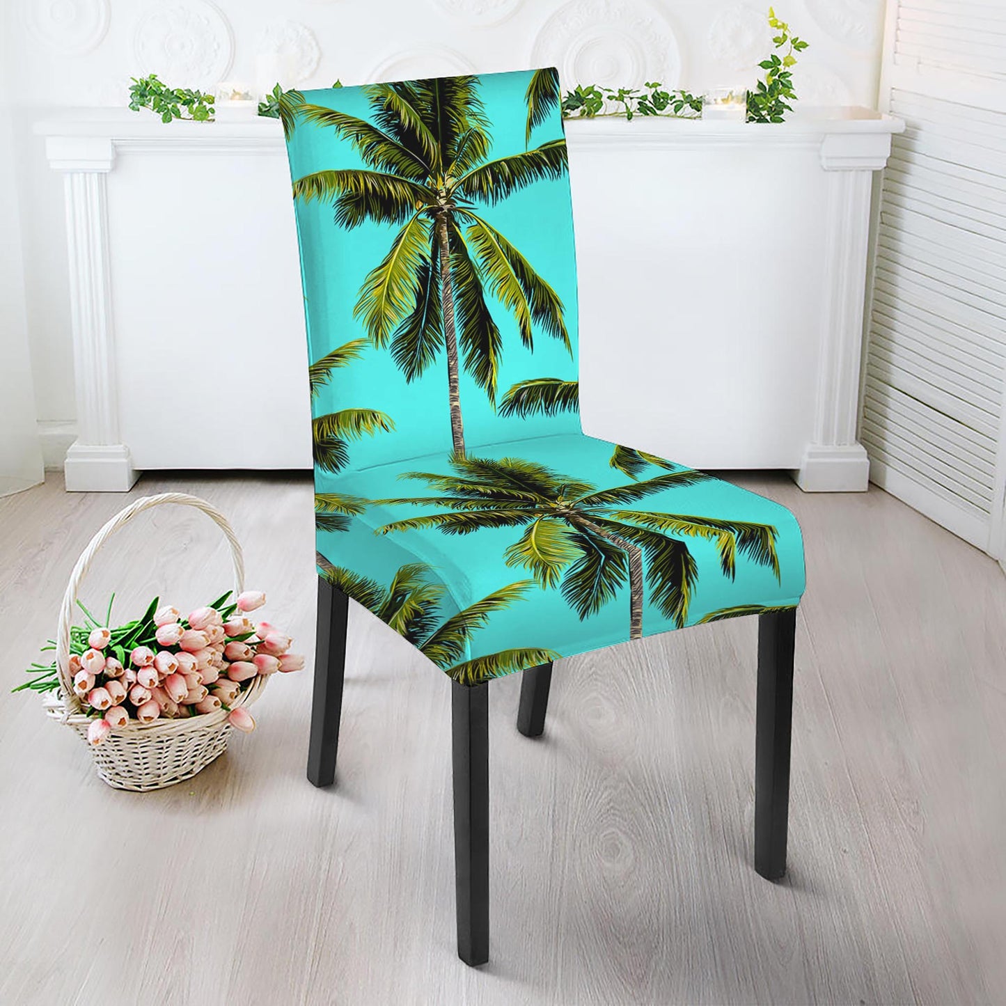 Tropical Palm Tree Pattern Print Dining Chair Slipcover
