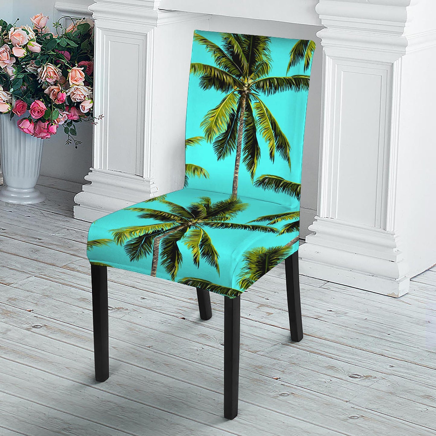Tropical Palm Tree Pattern Print Dining Chair Slipcover