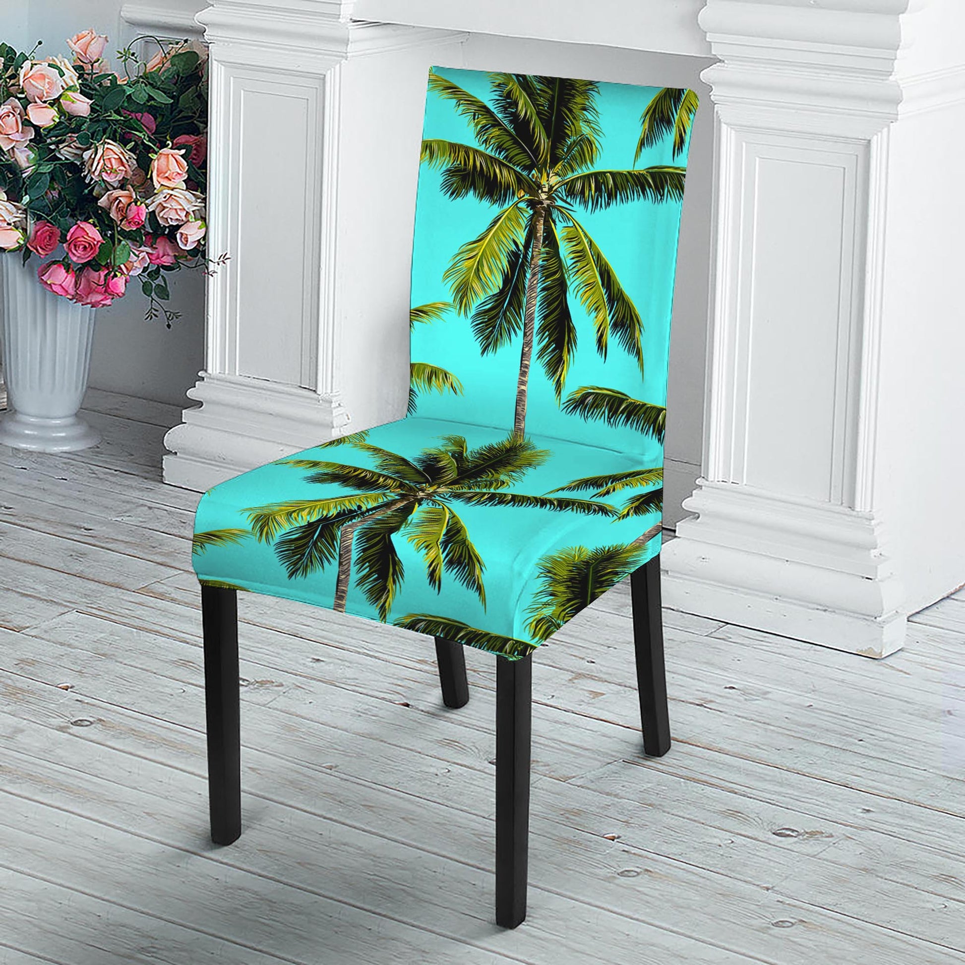 Tropical Palm Tree Pattern Print Dining Chair Slipcover