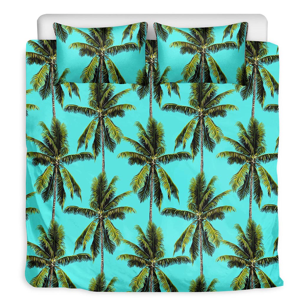 Tropical Palm Tree Pattern Print Duvet Cover Bedding Set