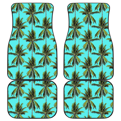 Tropical Palm Tree Pattern Print Front and Back Car Floor Mats
