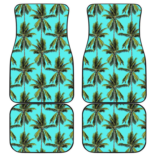 Tropical Palm Tree Pattern Print Front and Back Car Floor Mats