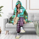 Tropical Palm Tree Pattern Print Hooded Blanket