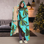 Tropical Palm Tree Pattern Print Hooded Blanket