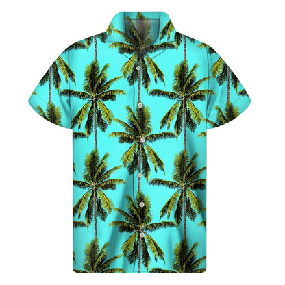 Tropical Palm Tree Pattern Print Men's Short Sleeve Shirt