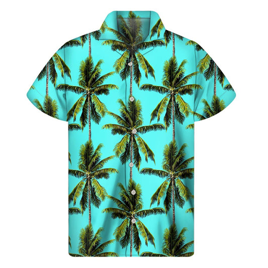 Tropical Palm Tree Pattern Print Men's Short Sleeve Shirt