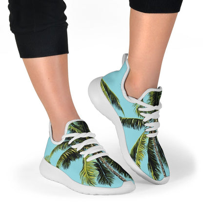 Tropical Palm Tree Pattern Print Mesh Knit Shoes GearFrost