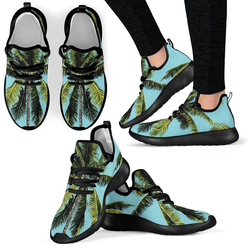 Tropical Palm Tree Pattern Print Mesh Knit Shoes GearFrost