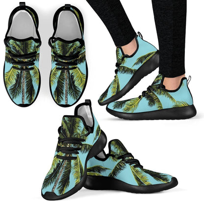 Tropical Palm Tree Pattern Print Mesh Knit Shoes GearFrost