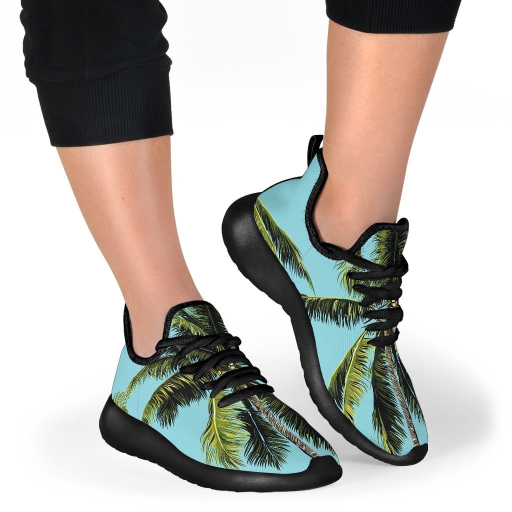 Tropical Palm Tree Pattern Print Mesh Knit Shoes GearFrost