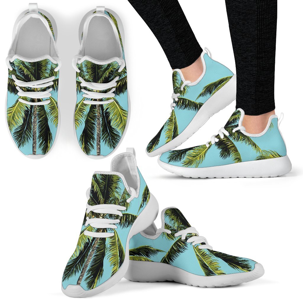 Tropical Palm Tree Pattern Print Mesh Knit Shoes GearFrost