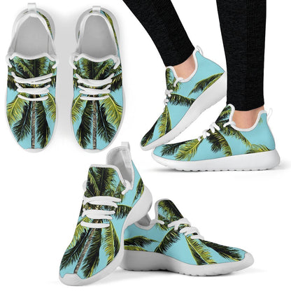 Tropical Palm Tree Pattern Print Mesh Knit Shoes GearFrost