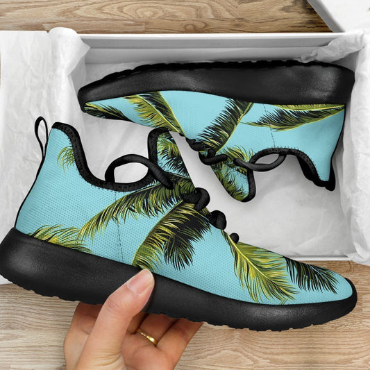 Tropical Palm Tree Pattern Print Mesh Knit Shoes GearFrost