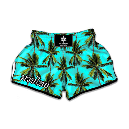 Tropical Palm Tree Pattern Print Muay Thai Boxing Shorts