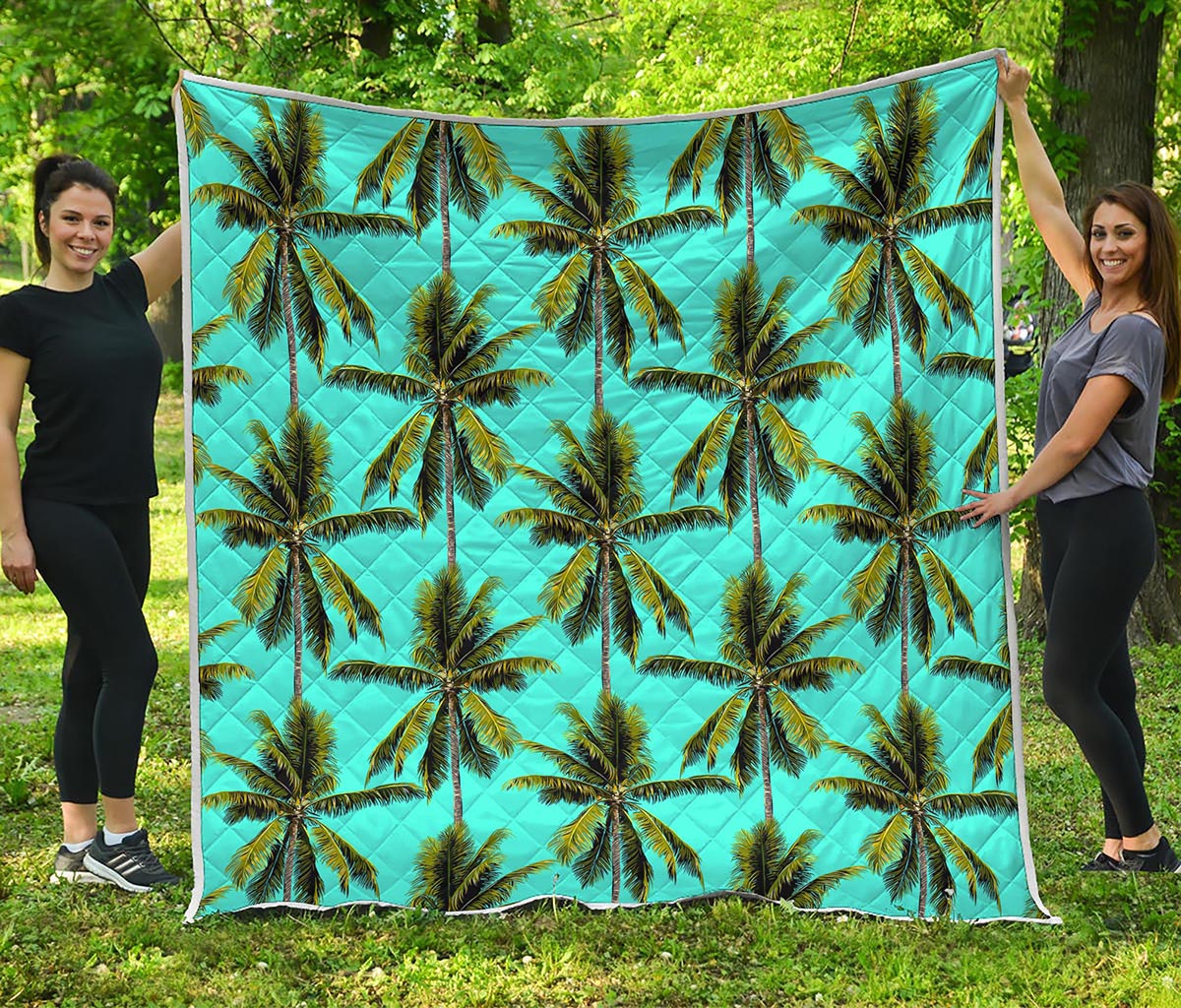 Tropical Palm Tree Pattern Print Quilt