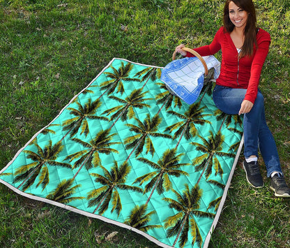 Tropical Palm Tree Pattern Print Quilt