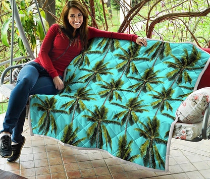 Tropical Palm Tree Pattern Print Quilt