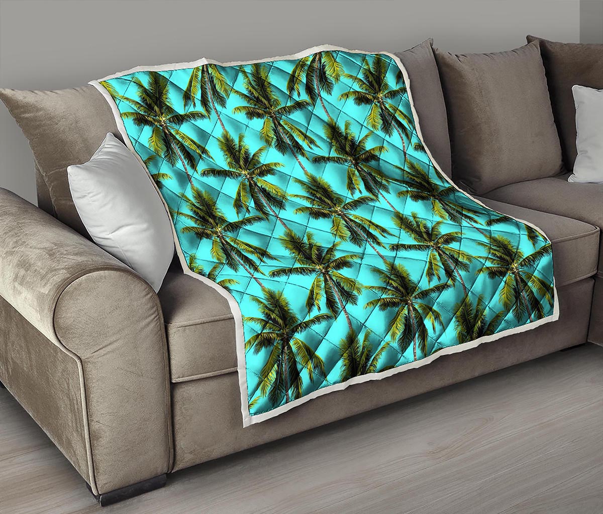 Tropical Palm Tree Pattern Print Quilt