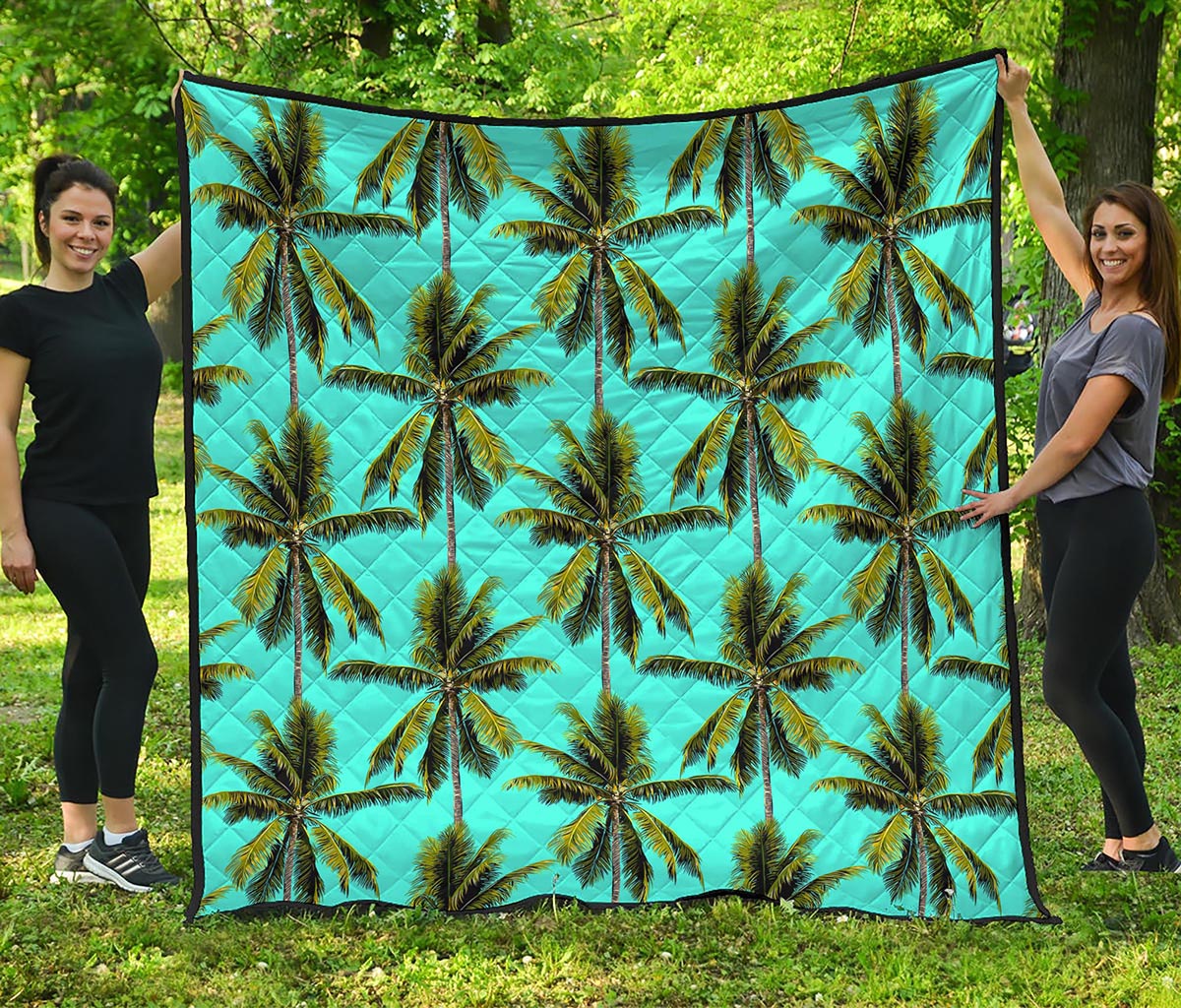 Tropical Palm Tree Pattern Print Quilt