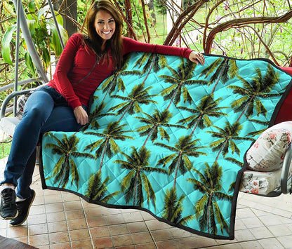 Tropical Palm Tree Pattern Print Quilt