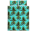 Tropical Palm Tree Pattern Print Quilt Bed Set